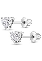 cute silver 5mm clear cubic zirconia April birthstone earrings